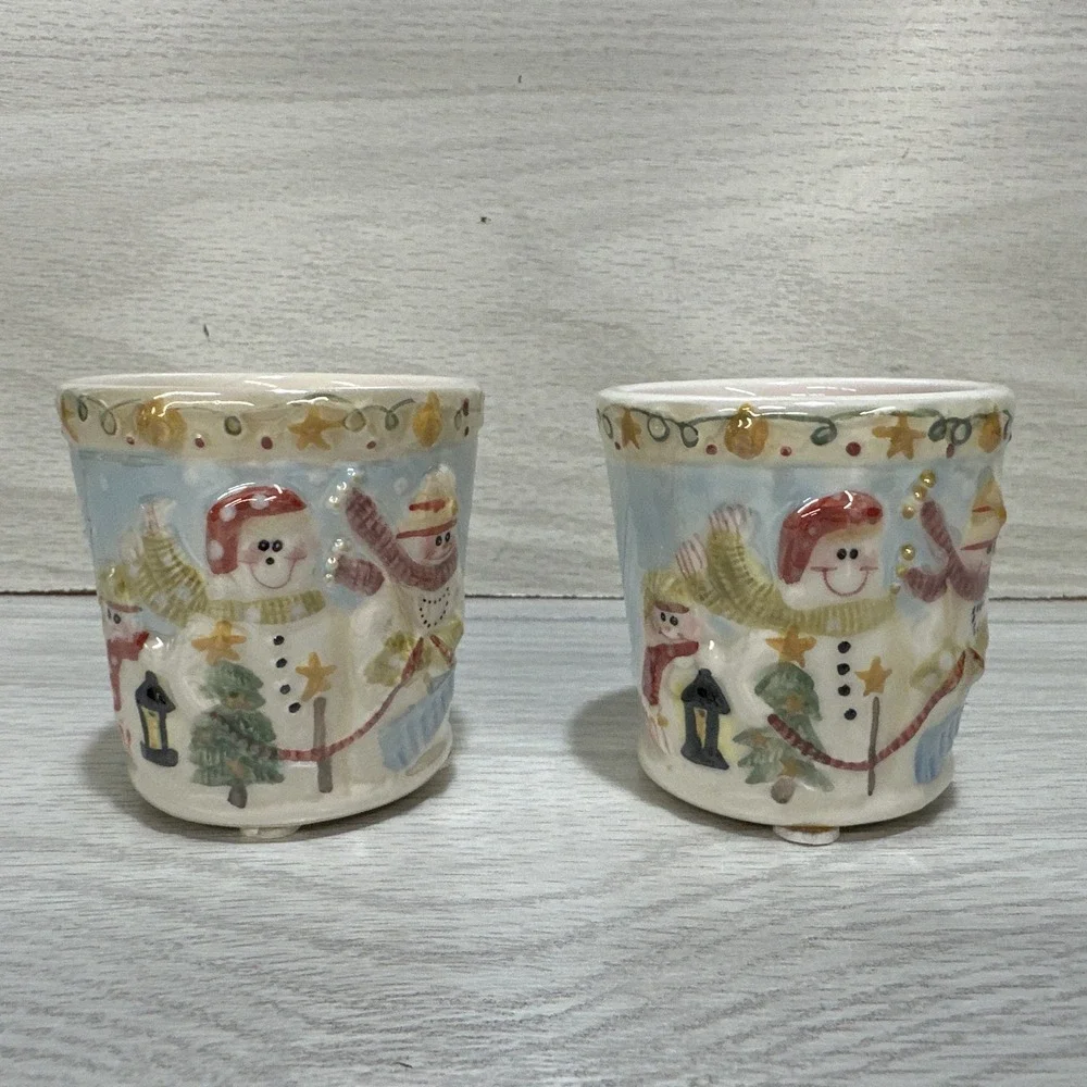 YANKEE CANDLE Votive Holders‎ Snowman Winter Holiday Christmas (Set Of 2)